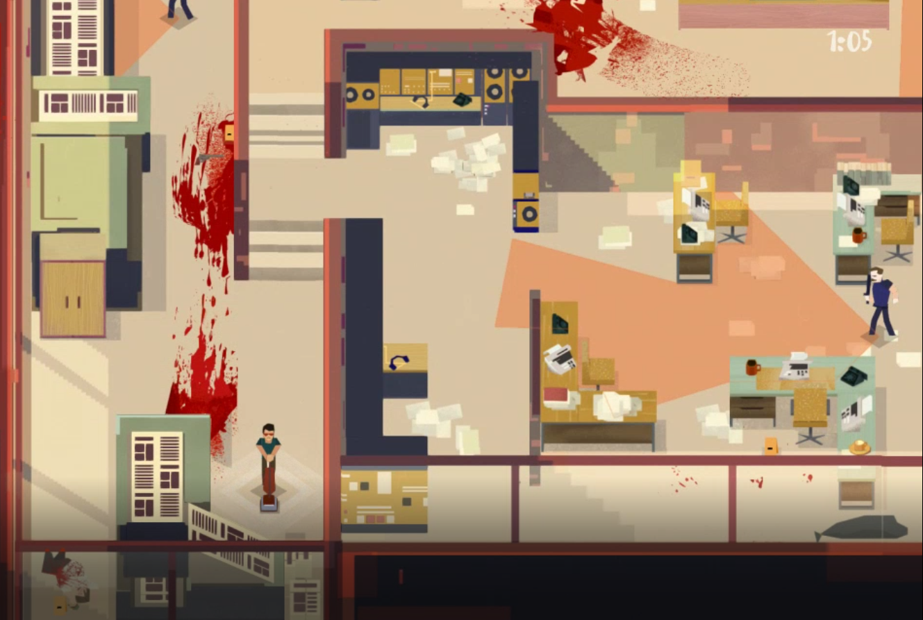 A Game Where You Try To Clean Crime Scenes Without Getting Caught