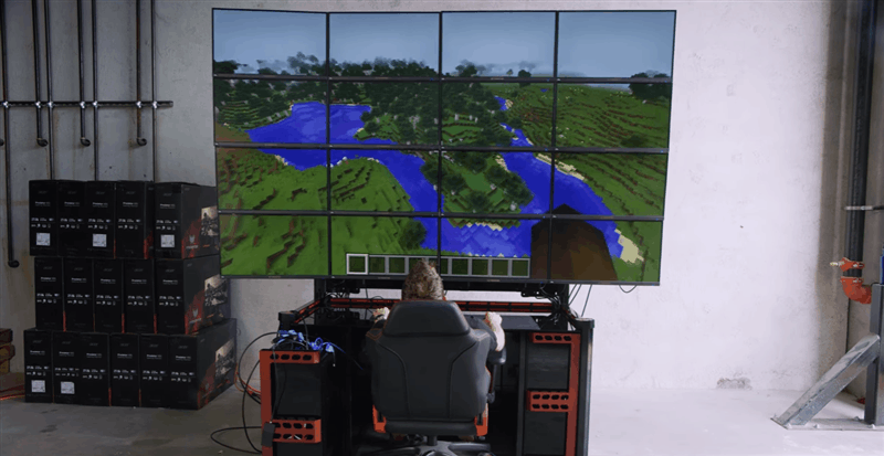 Playing Video Games On 16 Monitors At Once