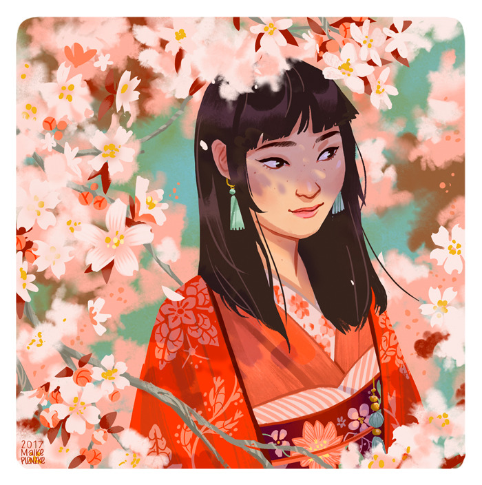 Fine Art: The Girl Among The Cherry Blossoms