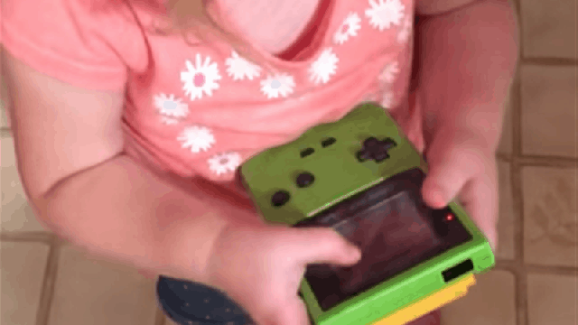 Small Child Cannot Comprehend That The Game Boy Does Not Have A Touch Screen