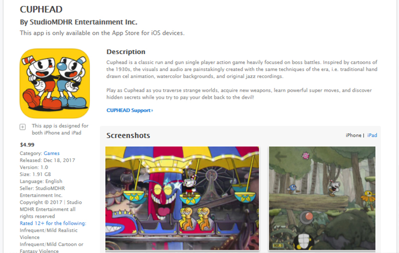 Bootleg Cuphead Port Quickly Pulled From ITunes