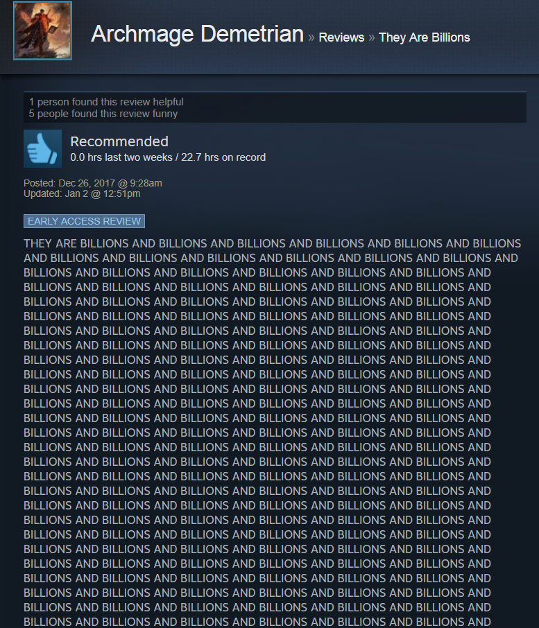 They Are Billions, As Told By Steam Reviews