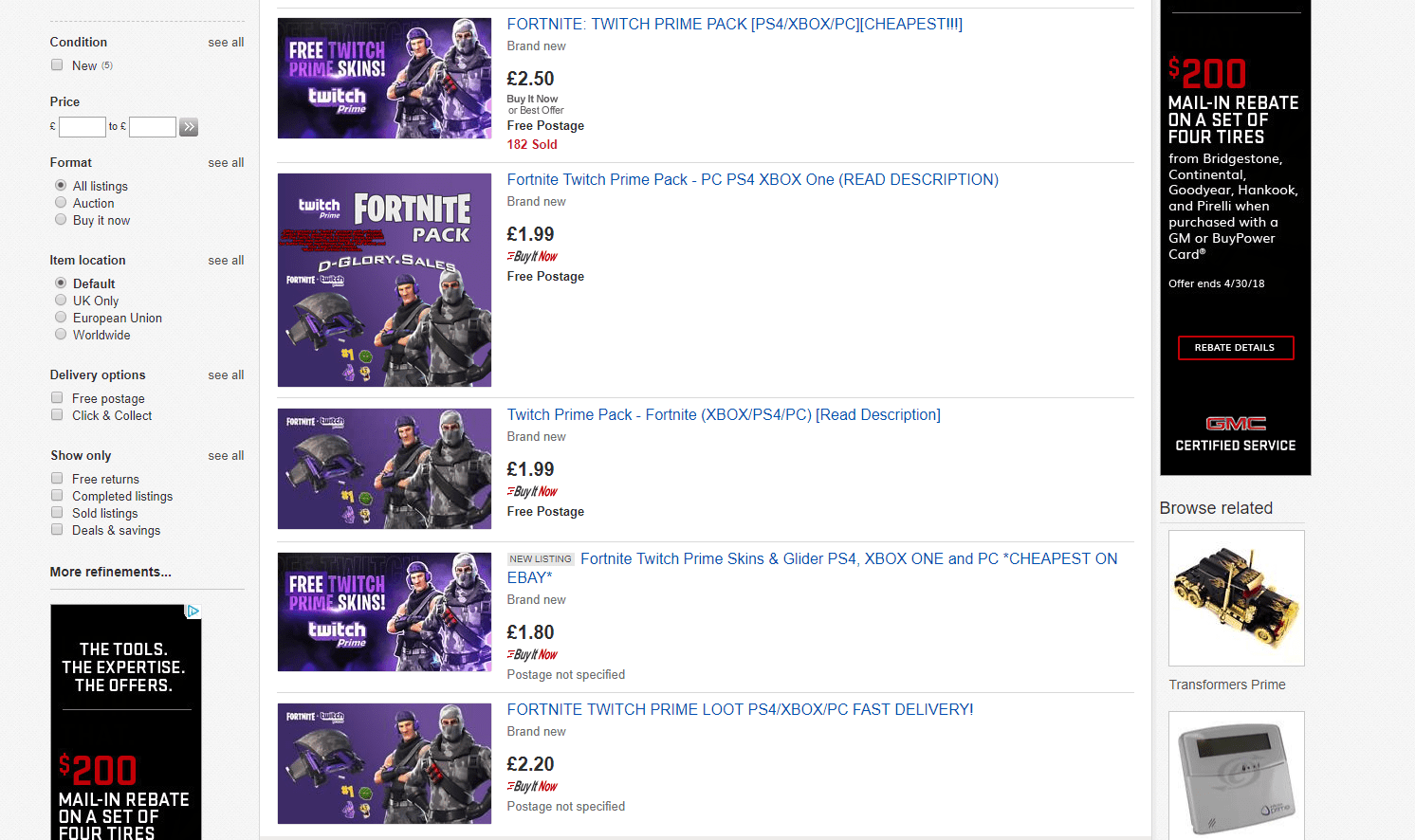 Twitch Prime Fortnite Skins Are Getting Resold On Ebay