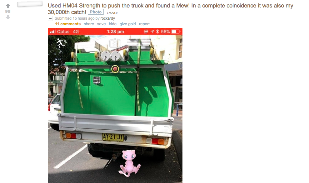 Pokemon GO Players Are Capturing Mews Under Trucks