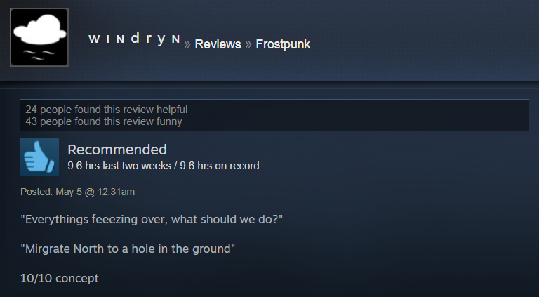 Frostpunk, As Told By Steam Reviews