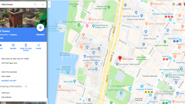 Fortnite’s Tilted Towers Temporarily Had An Address On Google: The Freedom Tower