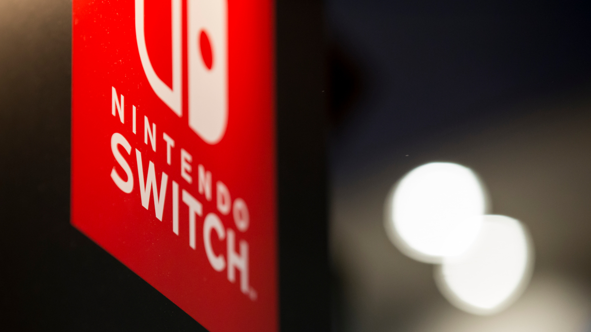 The logo of Nintendo Co.'s Switch video game console