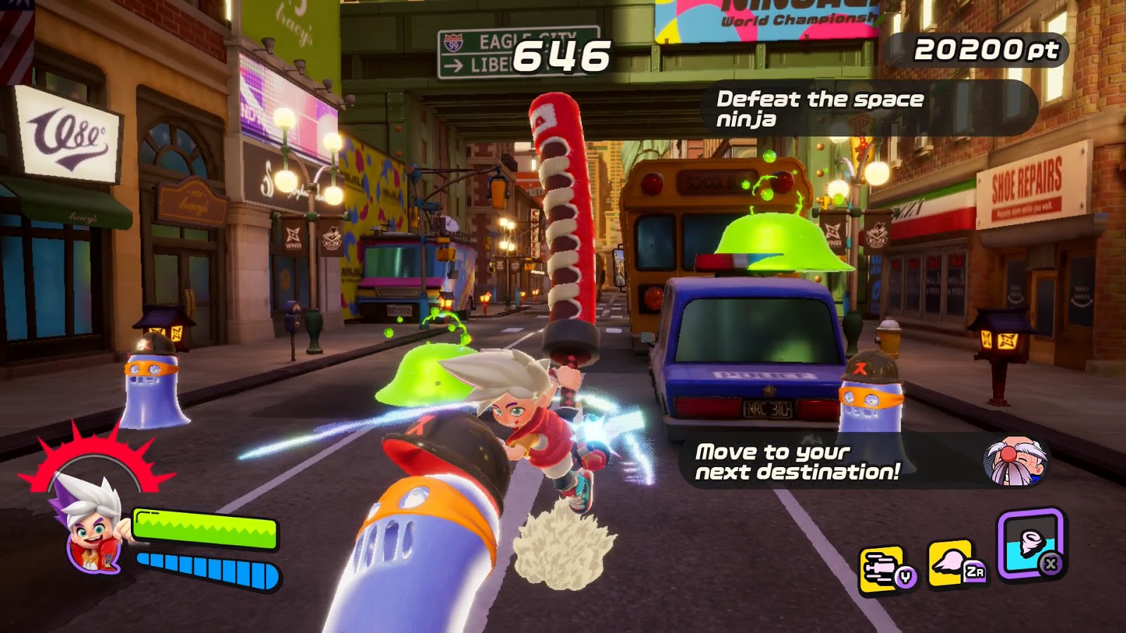 The story pits players against alien ninja.  (Screenshot: Gung-Ho Online Entertainment, Kotaku)
