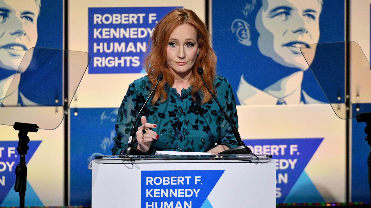 J.K. Rowling accepts an award from Robert F. Kennedy Human Rights in 2019 which, yeah, yikes. (Photo:  Dia Dipasupil, Getty)