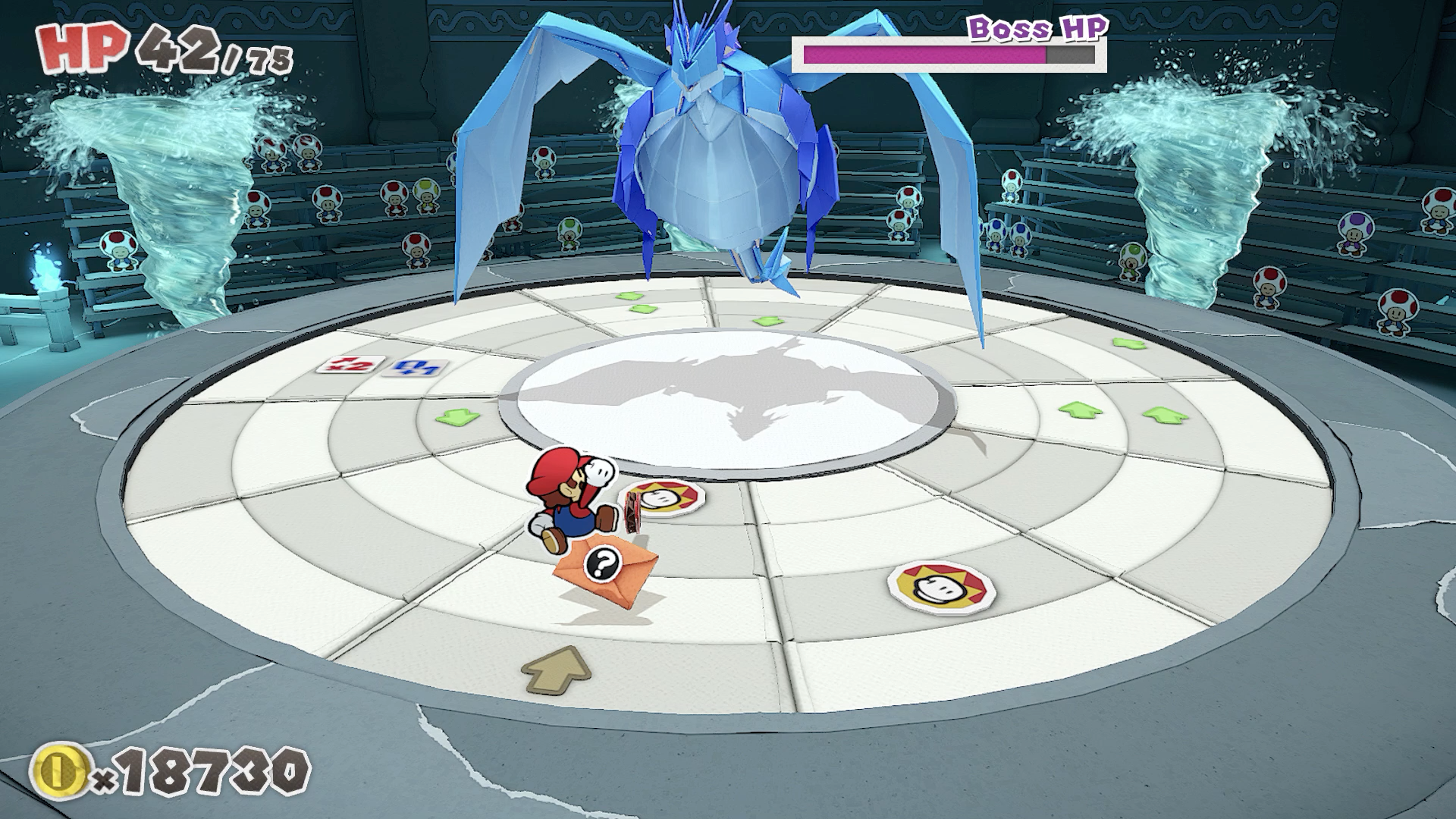 In The Origami King, this is called a fair fight. (Screenshot: Nintendo / Kotaku)