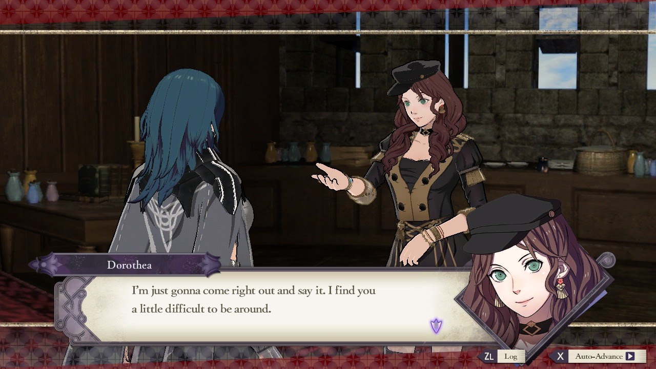 Supporting characters seem to find something strange about Byleth. (Image: Nintendo)