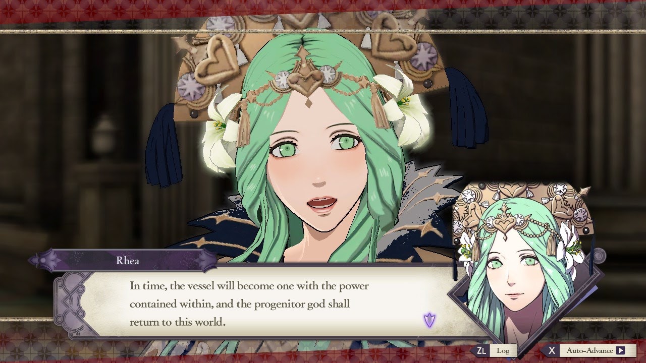 The archbishop Rhea tries to define who Byleth is. (Image: Nintendo)