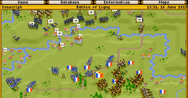 Prussian artillery falls short at the Battle of Ligny (Gif: Microprose)
