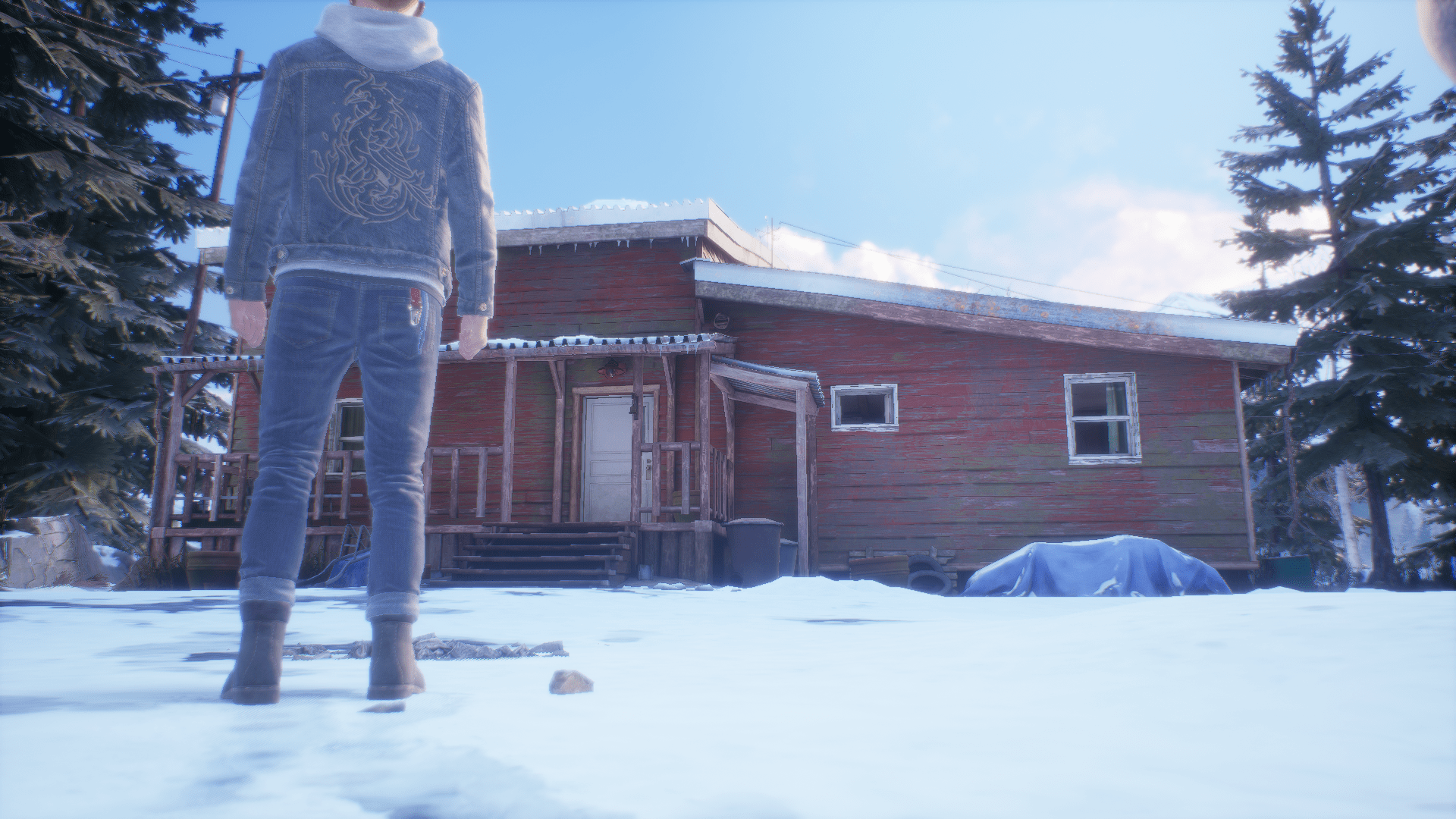Tell Me Why's Tyler stands before his late mother's abandoned house. (Screenshot: Dontnod / Kotaku)