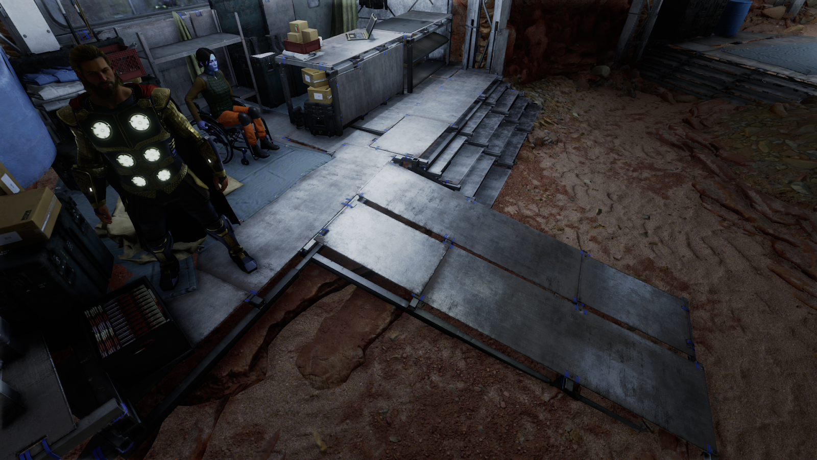 The only ramp in the entire base. The rest is stairs.  (Screenshot: Square Enix)
