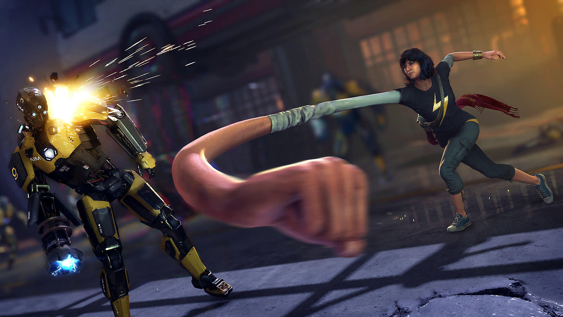 Kamala Khan's stretchy arms make her a formidable ranged fighter. (Screenshot: Square Enix)