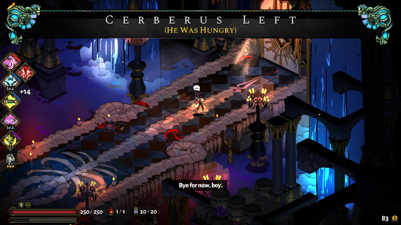 Same, Cerberus. Same. (Screenshot: Supergiant / Kotaku)