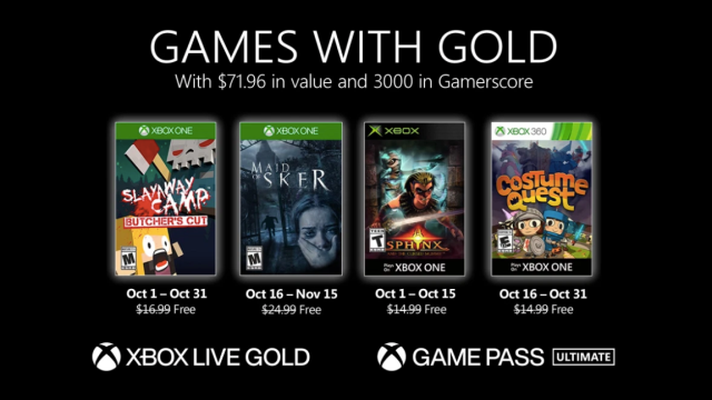 Here’s October 2020’s Xbox Live Games With Gold