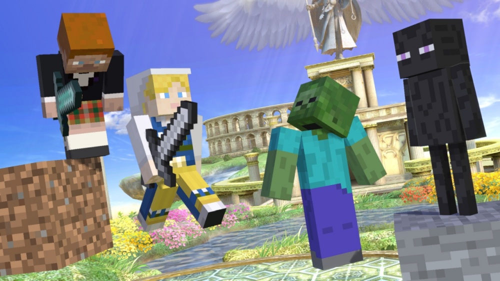 From left: Steve, Alex, Zombie, and Enderman. (Screenshot: Nintendo)