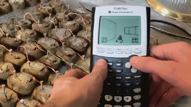 Doom Running On A Calculator Powered By Old Potatoes