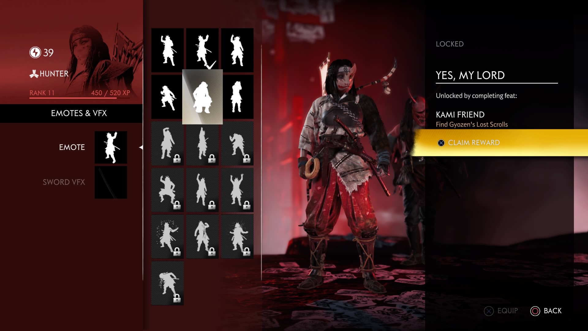 You earn some cosmetic rewards by completing specific objectives like finding collectibles, completing entire rounds of a Survival match, and so on. (Screenshot: Sucker Punch / Kotaku)