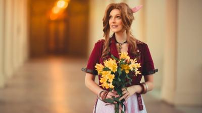 Aerith’s Voice Actor, Cosplaying As Aerith