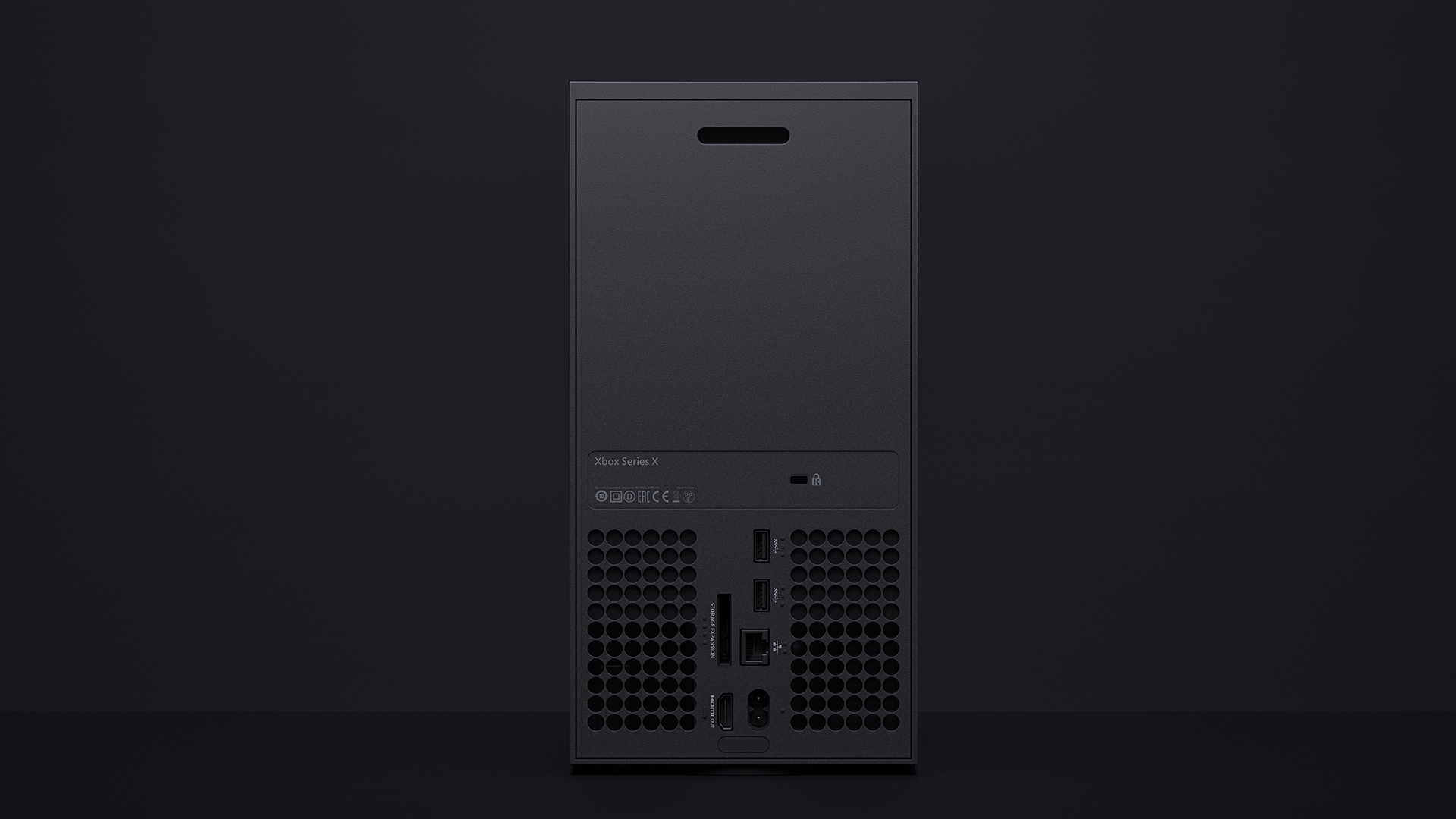 The back side of the Series X, complete with fancy SSD expansion port for upgrading storage.  (Photo: Microsoft)
