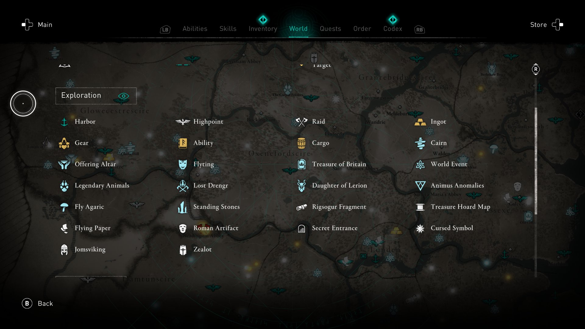 A sampling of the things you can do in Assassin's Creed Valhalla. (Screenshot: Ubisoft / Kotaku)