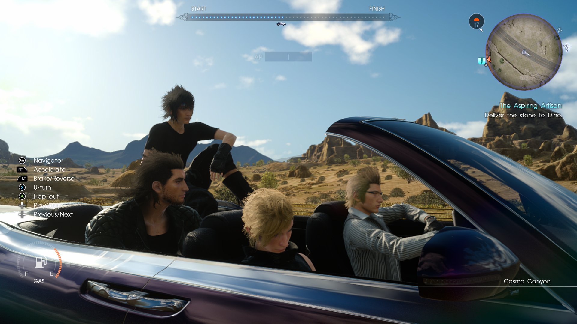 I loved how Noctis decides to just sit on the back of the Regalia. Such a beautiful, wordless moment. (Screenshot: Square Enix)