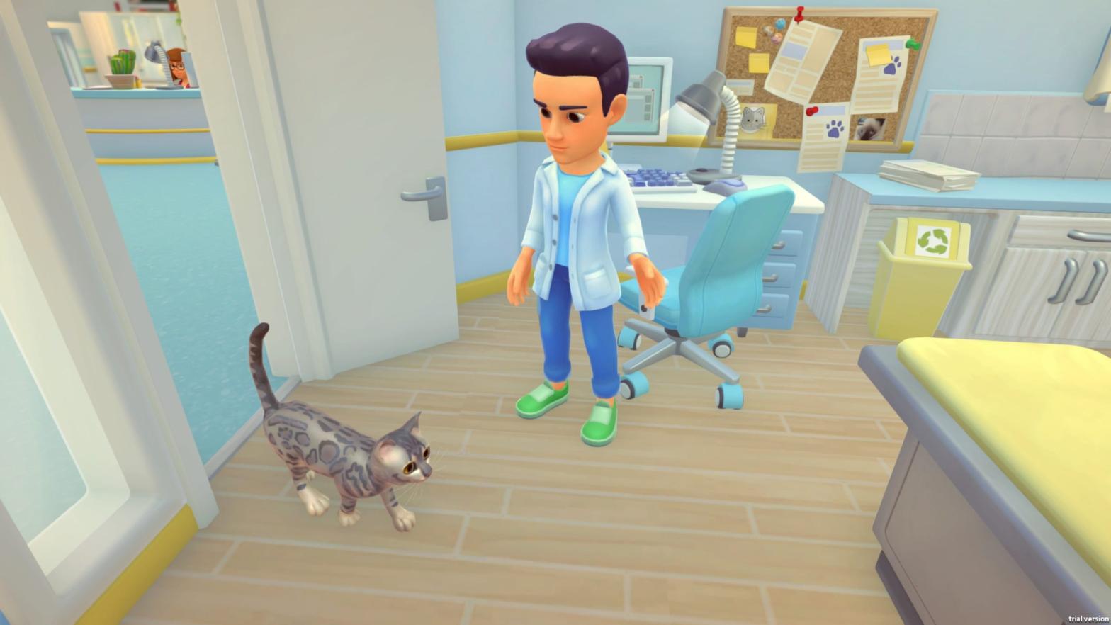 As in real life, cats walk into the exam room on command. Cats are great.  (Screenshot: Microids Life)