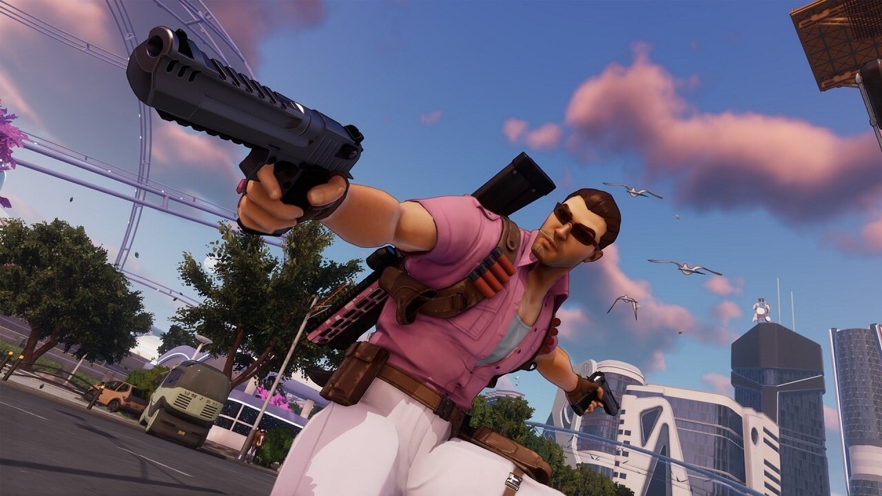Johnny Gat, seen here shooting people, as he often does.  (Screenshot: Deep Silver)