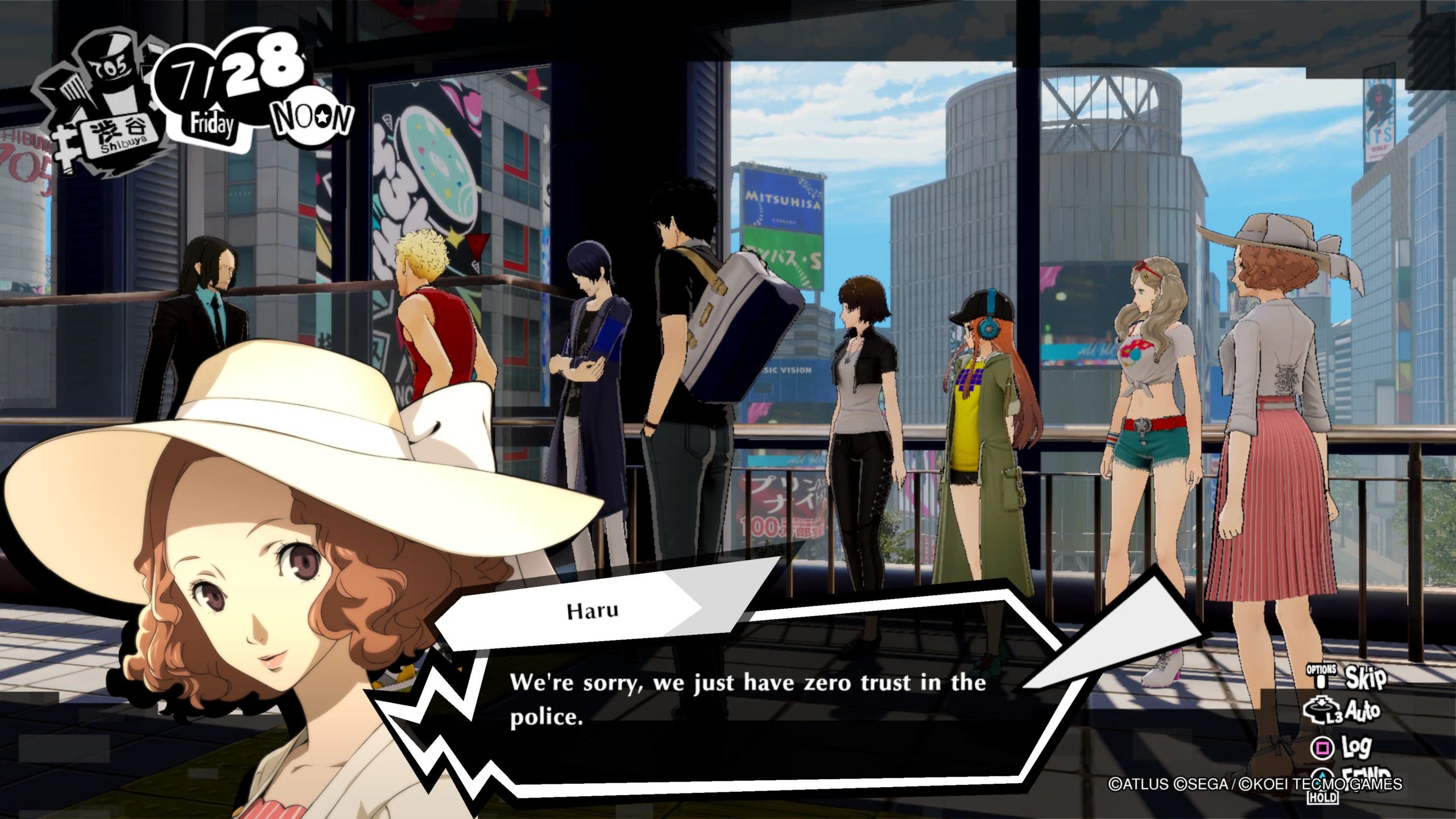 Not trusting the police is praxis.  (Screenshot: Atlus)