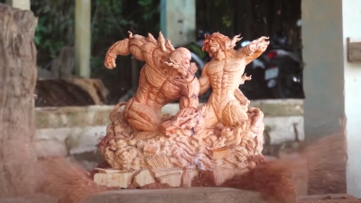 Incredible Wooden Statues Of Dragon Ball, Gundam, Attack on Titan, And More