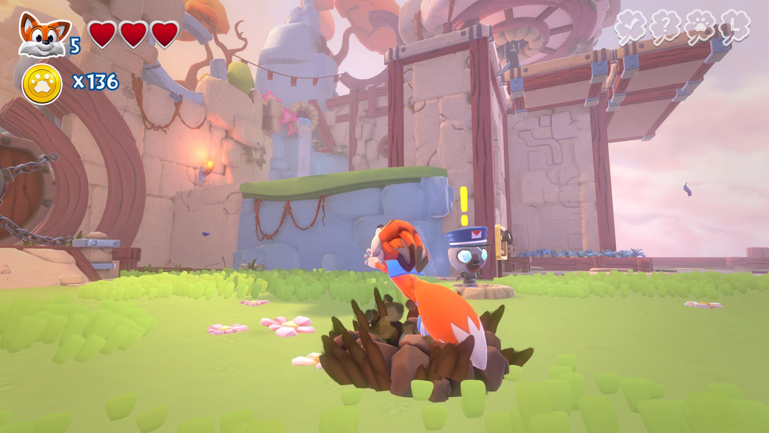 The fox can dig tunnels like a mole, for some reason.  (Screenshot: Playful Corp. / Kotaku)