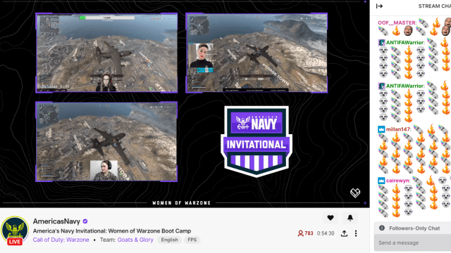 Navy’s ‘Women Of Warzone’ Twitch Stream Spammed With Bomb Emotes