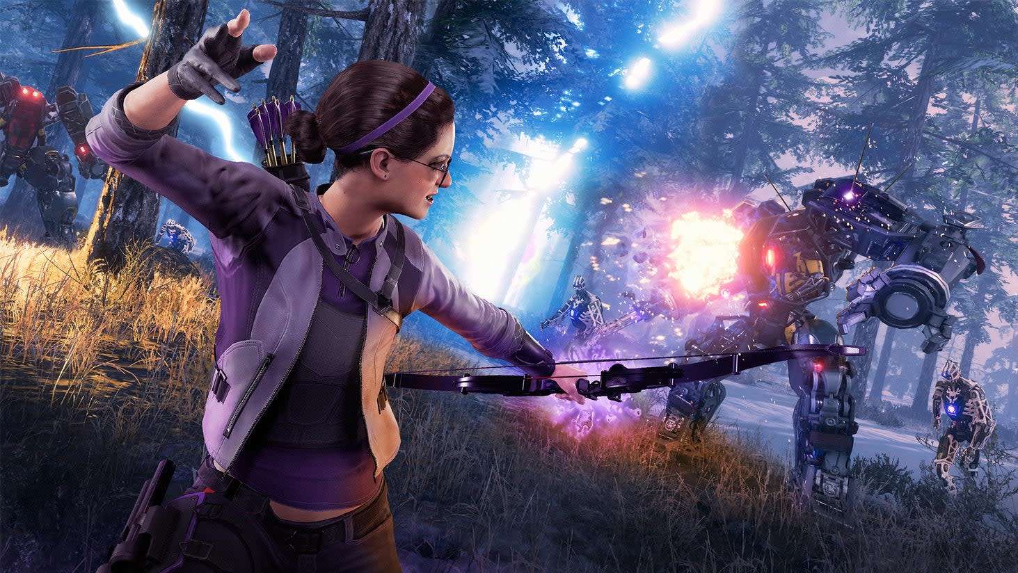 Like her mentor, Hawkeye, Kate Bishop wields a bow with Legolas-like accuracy. (Screenshot: Crystal Dynamics / Square Enix)