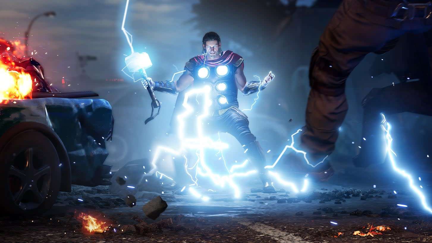Though he was featured in the game's marketing, Thor played a minor role in the campaign, not showing up until the back half. (Screenshot: Crystal Dynamics / Square Enix)