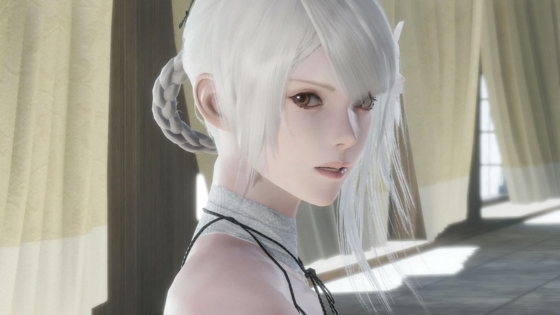 Kaine, so far, is my favourite character. Somebody tell her high-waisted panties are back en vogue so she can keep sand out of her butt. (Screenshot: Square Enix)