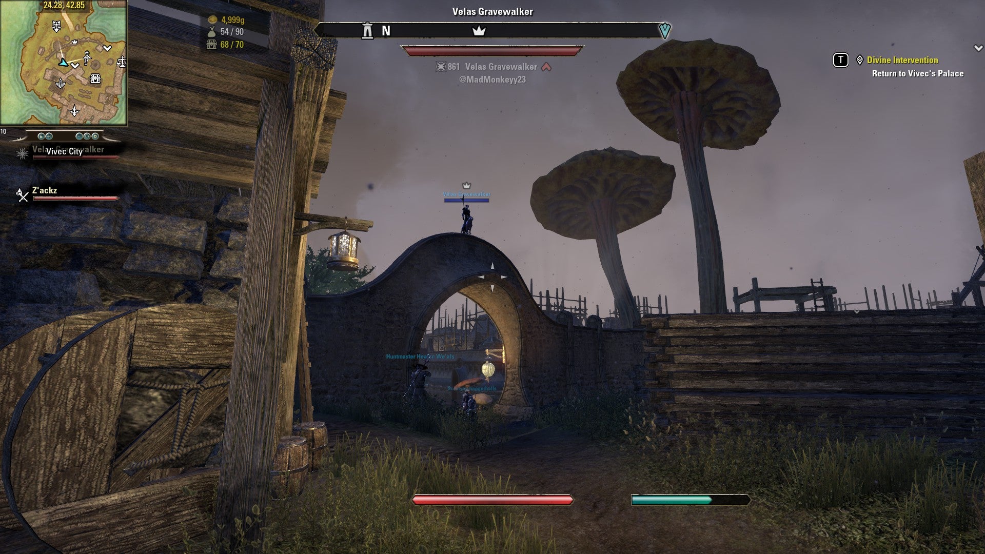 Gravewalker high up on his perch, waiting.  (Screenshot: Bethesda / Kotaku)