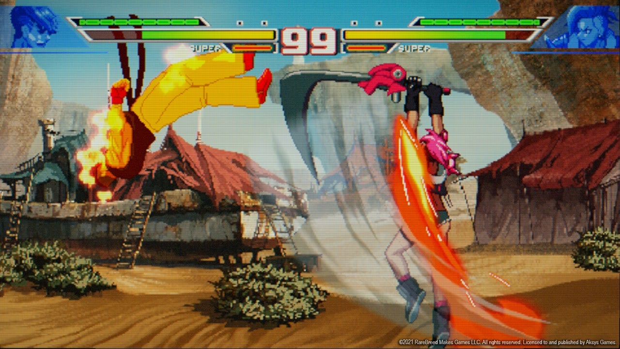 Witness the power of Right Side On Fire Man.  (Screenshot: Aksys)