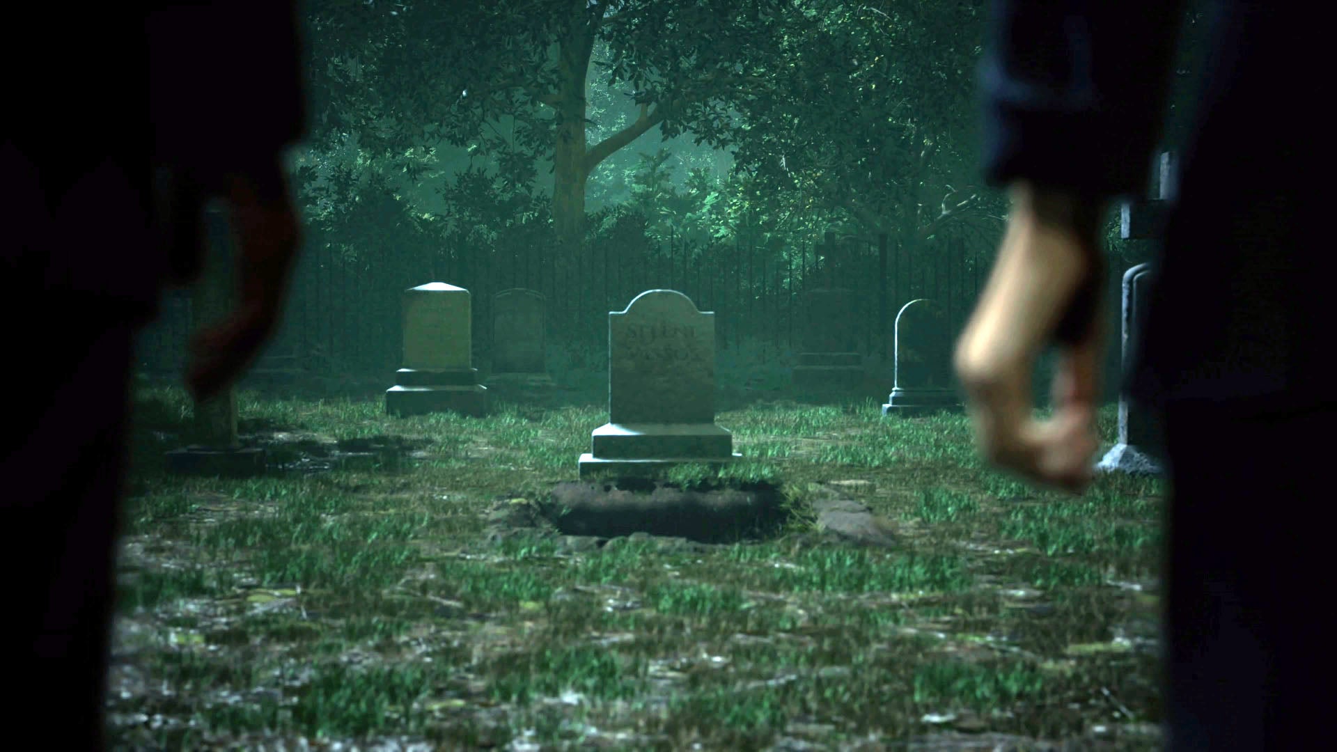 Selene's headstone. (Screenshot: Housemarque / Kotaku)
