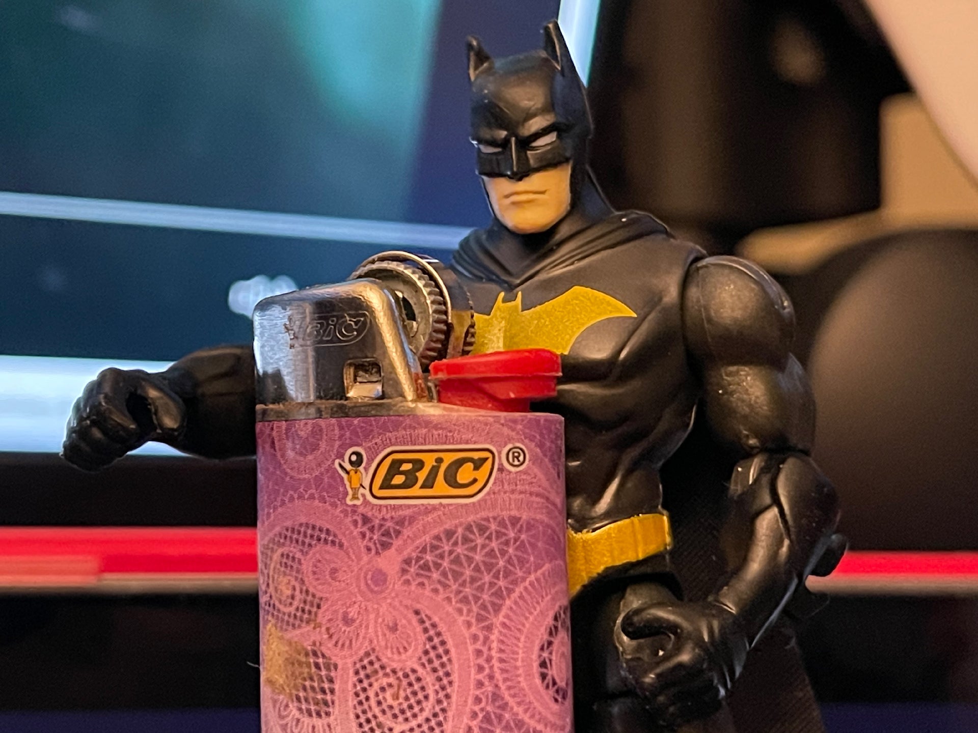 Batman teaches us an important lesson about fire safety.  (Photo: Mike Fahey / Kotaku)