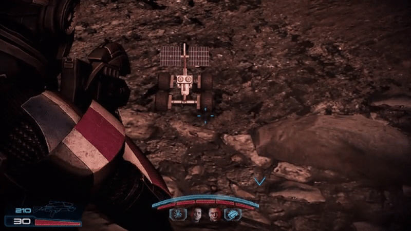 The rover does a cute little jaunt that you have to see for yourself. (Gif: BioWare / Kotaku)