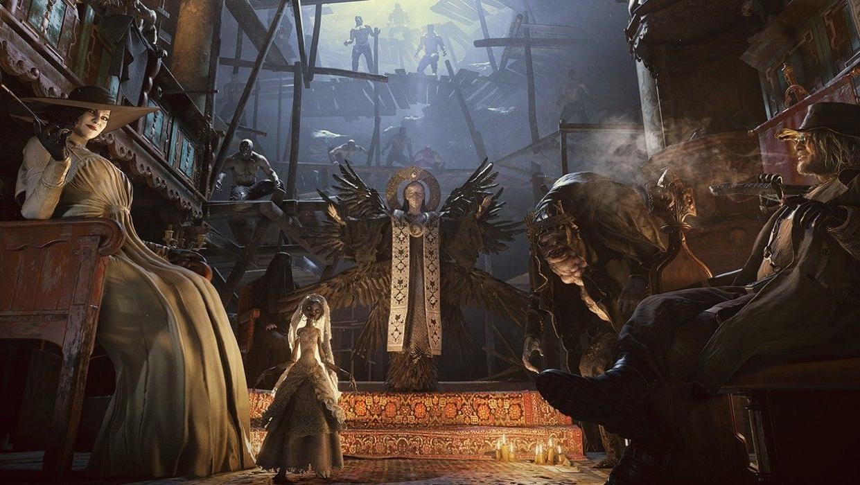 Mother Miranda and the Four Lords of the village from Resident Evil Village. (Image: Capcom)