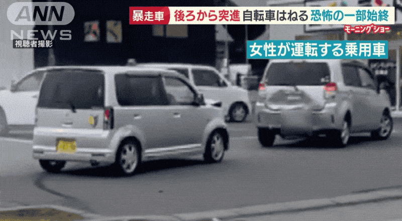 The green and yellow mark on the back of the car near the tail light is for new drivers.  (Gif: ANN News)