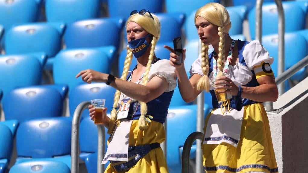 A couple of Swedish fans enjoying the Euros (Photo: Lars Baron, Getty Images)