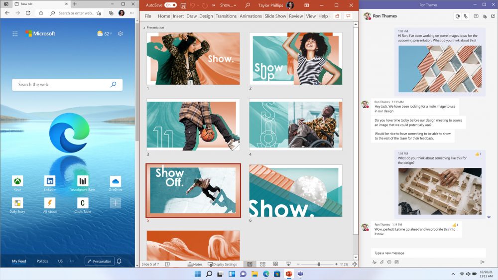 Windows 11's new Snap Layouts feature is designed to boost productivity. (Screenshot: Microsoft)