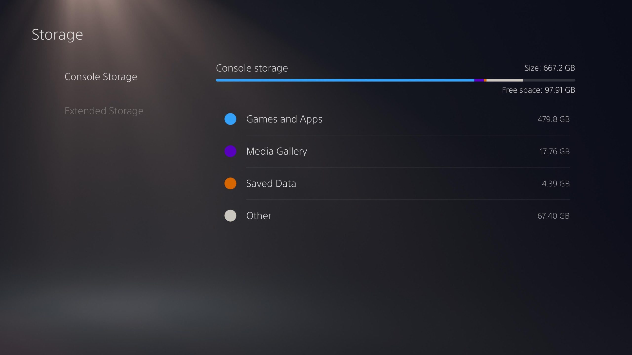 Yes, that's 10 per cent of the SSD allocated to...something. (Screenshot: Sony / Kotaku)