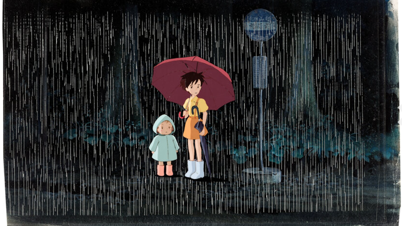 Mei and Satsuki wait at the bus stop in Studio Ghibli's My Neighbour Totoro.  (Image: Heritage Auctions, HA.com)