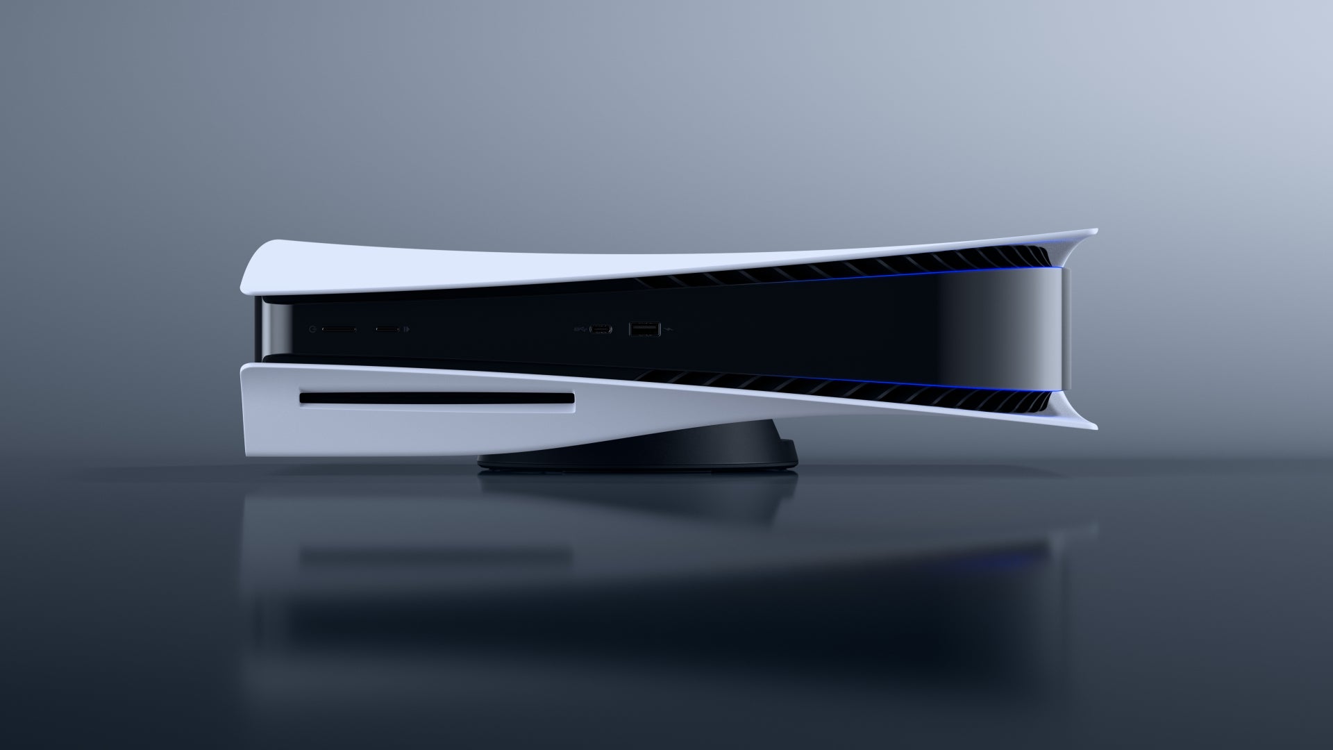 This official Sony image shows how it intends for the PS5 to stand while horizontal. (Photo: Sony)